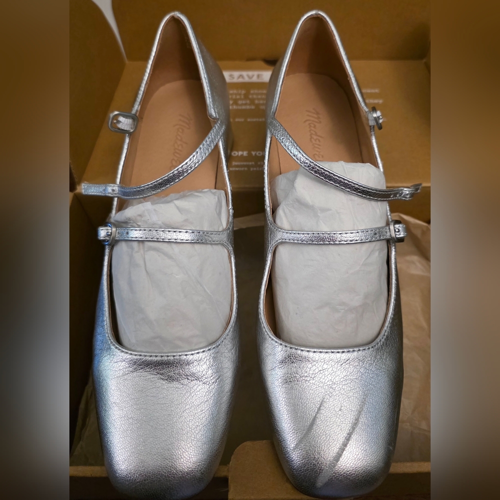 Madison Silver Women's Mary Jane Shoes Sz 8